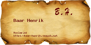 Baar Henrik névjegykártya